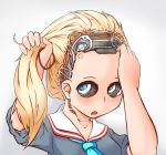  1girl android blonde_hair blue_eyes borisx highres long_hair original parts_exposed school_uniform solo 