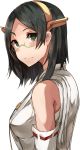  black_hair burai_yuuki glasses green_eyes hairband highres japanese_clothes kantai_collection kirishima_(kantai_collection) nontraditional_miko short_hair smile 