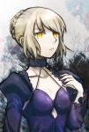  1girl artist_request blonde_hair breasts collarbone fate/grand_order fate_(series) highres saber saber_alter short_hair sketch solo yellow_eyes 