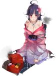  bag breasts cleavage japanese_clothes kantai_collection kimono kujou_ichiso obentou official_art ryuuhou_(kantai_collection) taigei_(kantai_collection) 