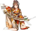  amagi_(kantai_collection) japanese_clothes kantai_collection kimono kuuro_kuro official_art scroll 