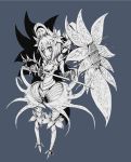  1girl armor doll_joints flower highres kuro_(kuroi-nanika) monochrome original shield slit_pupils sword tagme weapon 