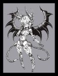  1girl demon_girl doll_joints glasses horns kuro_(kuroi-nanika) monochrome original pointy_ears tagme wings 