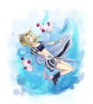  1girl blonde_hair blue_eyes bow breasts cape dissidia_012_final_fantasy dissidia_final_fantasy dress earrings final_fantasy final_fantasy_vi hair_ribbon jewelry long_hair ponytail ribbon solo strapless tina_branford 