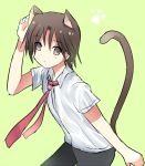 1boy animal_ears brown_eyes brown_hair cat_ears cat_tail little_busters!! naoe_riki nashihako necktie school_uniform short_hair tail 