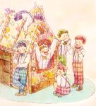  6+boys 720_72 :3 alternate_costume bangs blonde_hair blue_hair blush bowtie brothers cat derivative_work dress eating esper_nyanko food food_on_head fork fruit gingerbread_house green_hair hat male_focus matsuno_choromatsu matsuno_ichimatsu matsuno_juushimatsu matsuno_karamatsu matsuno_osomatsu matsuno_todomatsu messy_hair mini_top_hat multiple_boys object_on_head one_eye_closed osomatsu-kun osomatsu-san pants pink_hair plaid plaid_pants plaid_shorts purple_hair purple_legwear redhead sextuplets siblings sleeves_past_wrists smile socks solid_circle_eyes spoon squatting strawberry striped striped_legwear suspenders swept_bangs top_hat 