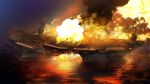  aircraft_carrier destruction fire game_cg grisaia_no_kajitsu no_humans ship warship water 