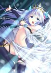  1girl blue_eyes dancing granblue_fantasy highres long_hair looking_at_viewer open_mouth silver_hair solo yu_tin 