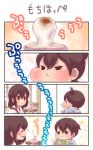  +++ 2girls 4koma :d ^_^ akagi_(kantai_collection) alternate_costume baby brown_hair closed_eyes closed_mouth comic commentary_request highres japanese_clothes kaga_(kantai_collection) kantai_collection multiple_girls open_mouth pako_(pousse-cafe) ponytail short_hair side_ponytail smile translation_request younger 
