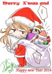  !! &gt;_o 2015 2016 4girls blonde_hair brown_hair closed_eyes donut_(lily_love) english fake_beard gift glasses happy_new_year hat highres ice_(lily_love) lily_love merry_christmas mew_(lily_love) minigirl multiple_girls new_year one_eye_closed pink_hair ploy_(lily_love) ratana_satis santa_costume santa_hat sweatdrop violet_eyes 
