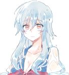  1girl blue_hair dress kamishirasawa_keine long_hair no_hat red_eyes six_(fnrptal1010) sketch solo touhou wet 