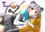  basket blush capelet cheese dowsing_rod dowsing_rods grey_hair highres jewelry mouse mouse_ears mouse_tail nazrin pendant red_eyes sakura_ani short_hair solo tail touhou 