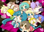  ahoge aqua_eyes aqua_hair baby blonde_hair blue_eyes blue_hair blush brown_eyes brown_hair eggplant gumi hatsune_miku kagamine_len kagamine_rin kaito kamui_gakupo long_hair megurine_luka meiko pink_hair purple_hair sabuibo_maru short_hair sleeping smile socks spring_onion striped striped_socks vocaloid world_is_mine_(vocaloid) 