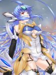  blue_hair breasts elbow_gloves garter_belt gloves kos-mos long_hair ohse panties red_eyes solo thigh-highs thighhighs under_boob underboob underwear xenosaga xenosaga_episode_iii 