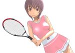  black_hair dress pink_dress racket souldeep tennis_racket 