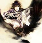  black_wings character_request feathers frills gathers gauntlets knife lord_of_vermilion ruffles wako wings 