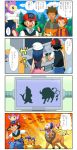  4koma @_@ aipom buizel comic hat hikari_(pokemon) nozomi_(pokemon) pokemoa pokemon pokemon_(anime) pokemon_(creature) satoshi_(pokemon) takeshi_(pokemon) takeshi_(pokemon)_(dp) tauros translated translation_request 