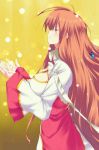  breasts brown_hair closed_eyes highres kamizuru_onpu kokonoka large_breasts long_hair orange_hair ribbon very_long_hair wizard_girl_ambitious 