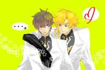  2boys blonde_hair brown_hair code_geass gino_weinberg gloves green_eyes kururugi_suzaku male multiple_boys subaru_(hz) 