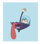  blue_hair closed_eyes geta karakasa_obake kei_(nicoseiga) riding tatara_kogasa tongue touhou umbrella 