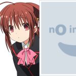  1girl brown_hair little_busters!! long_hair mugen_ouka natsume_rin no_image pixiv ponytail red_eyes school_uniform solo vector_trace 