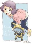  1girl angry animal_ears artist_name blue_eyes clenched_hands clenched_teeth dated female glasses helmet leggings looking_at_viewer misora_inaho open_mouth rabbit_ears sekihan spacesuit usapyon youkai youkai_watch 
