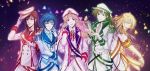  5boys absurdres aino_minako androgynous bishoujo_senshi_sailor_moon blonde_hair blue_eyes blue_hair brown_hair epaulettes genderswap gloves green_eyes hair_ribbon hand_in_pocket hat hat_removed headwear_removed highres hino_rei izumi_sun kino_makoto long_hair male_focus military military_hat military_uniform mizuno_ami multiple_boys necktie red_eyes ribbon tsukino_usagi uniform violet_eyes white_gloves yellow_eyes 