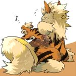  arcanine canine growlithe jumping musical_note no_humans pokemon pokemon_(creature) 