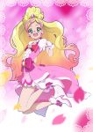  blonde_hair blue_eyes blush cure_flora dress gloves go!_princess_precure happy haruno_haruka long_hair magical_girl odango ribbon 