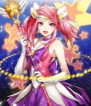  1girl alternate_costume breasts gloves hairband komecchi league_of_legends luxanna_crownguard magical_girl open_mouth pink_hair star_guardian_lux twintails 