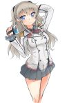  1girl absurdres blue_eyes camcorder charlotte_(anime) cosplay epaulettes haru_(renol) highres kantai_collection kashima_(kantai_collection) kashima_(kantai_collection)_(cosplay) long_hair look-alike military military_uniform silver_hair tomori_nao twintails two_side_up uniform 