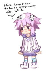  1girl blush choujigen_game_neptune d-pad english gebyy-terar hair_ornament jealous neptune_(choujigen_game_neptune) neptune_(series) pout purple_hair short_hair sketch solo thought_bubble yuri 