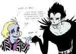  2boys beetlejuice beetlejuice_(character) crossover death_note english male_focus multiple_boys ryuk shinigami 