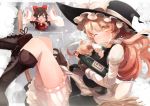  &gt;_&lt; 2girls apron blonde_hair blush boots bottle bow braid broom broom_riding brown_hair closed_eyes commentary_request cross-laced_footwear hair_bow hakurei_reimu hat hat_bow juliet_sleeves kirisame_marisa knee_boots long_sleeves multiple_girls one_eye_closed open_mouth outstretched_arms puffy_sleeves sake_bottle shin_(new) shirt single_braid skirt skirt_set smile touhou vest waist_apron wide_sleeves witch_hat yellow_eyes 