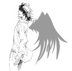  alternate_costume black_hair black_wings feathered_wings haruka_(tactics) higashiyama_kazuko lowres monochrome sketch tactics wings 