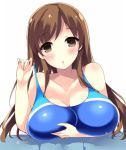  1girl akikaze_tsumuji breasts brown_eyes brown_hair competition_swimsuit idolmaster idolmaster_cinderella_girls idolmaster_cinderella_girls_starlight_stage large_breasts long_hair nitta_minami one-piece_swimsuit solo swimsuit 