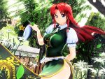  1girl 3d artist_request breasts flower highres hong_meiling large_breasts long_hair mikumikudance solo thighs touhou 