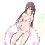  1girl bikini brown_eyes brown_hair eating flat_chest food front-tie_bikini front-tie_top ice_cream k-on! long_hair nakano_azusa navel side-tie_bikini solo swimsuit twintails yuki_(sangeki5806) 