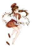  1girl barefoot brown_eyes brown_hair inushi looking_at_viewer nisekoi onodera_haru side_ponytail skirt solo 