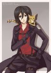  1girl black_eyes black_hair fox mikasa_ackerman shingeki_no_kyojin solo 