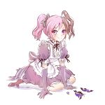  1girl alternate_costume bow brown_hair butterfly elbow_gloves enmaided gloves iesupa maid multicolored_hair neo_(rwby) pink_hair rwby smile violet_eyes 