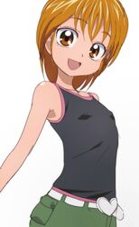  1girl :d brown_eyes brown_hair covered_nipples futari_wa_precure heart looking_at_viewer manji_(tenketsu) misumi_nagisa open_mouth precure smile solo 