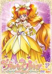  amanogawa_kirara blush cure_twinkle dress gloves go!_princess_precure long_hair magical_girl orange_hair purple_eyes ribbon smile twintails 
