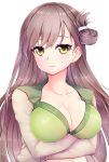  1girl bra breasts brown_hair cleavage gakkou_gurashi! highres ho-cki large_breasts mole mole_under_eye open_clothes open_shirt school_uniform shirt solo underwear wakasa_yuuri 