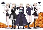  alternate_costume amase_(yagami666) bare_legs barefoot bat blonde_hair bow braid breasts buruma choker cupcake doughnut dress eating enmaided fate/grand_order fate/stay_night fate_(series) food french_fries fried_chicken hair_bow hamburger highres jacket maid mop multiple_persona pantyhose pumpkin saber saber_alter sideboob soda_cup stuffed_animal stuffed_toy track_jacket yellow_eyes 