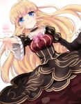  1girl beatrice blonde_hair blue_eyes bow choker dated dress hair_down happy_birthday smile umineko_no_naku_koro_ni wide_sleeves yang38 