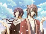  brown_hair green_eyes hakuouki_shinsengumi_kitan kazuki_yone okita_souji_(hakuouki) saitou_hajime_(hakuouki) 