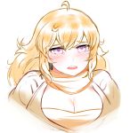  blonde_hair breasts cleavage crying highres large_breasts long_hair ndgd_(bean1215) rwby tears violet_eyes yang_xiao_long 