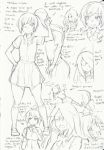  3girls english gebyy-terar monochrome multiple_girls original school_uniform sketch tagme 