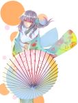  blush brown_eyes hiiragi_shinoa kimono long_hair owari_no_seraph parasol smile violet_hair 